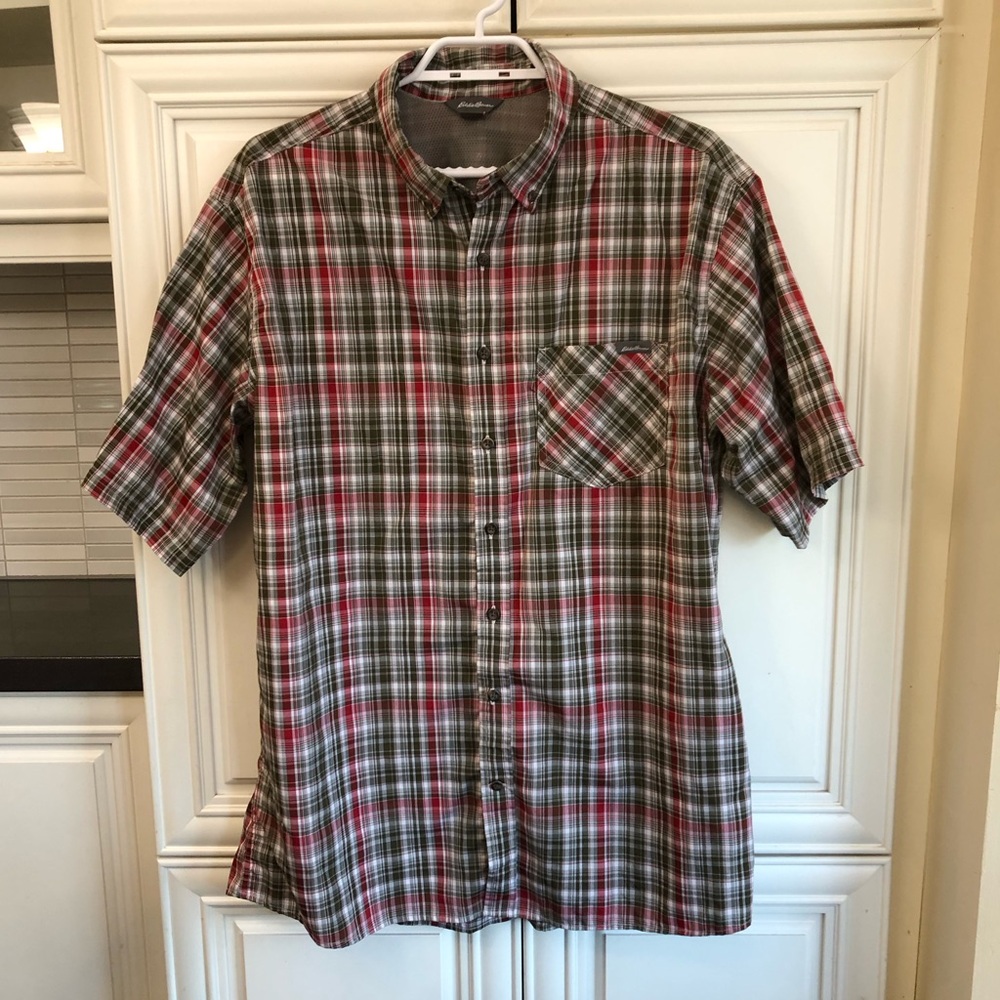 Tall - Eddie Bauer men’s plaid button shirt s/s